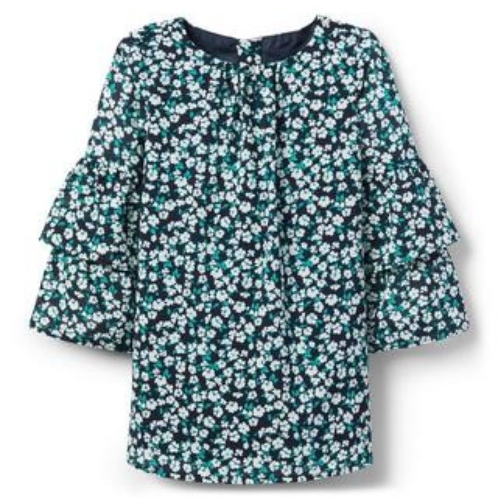 NWT Janie and Jack Navy Floral Long Sleeve Dress - Size 4